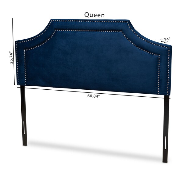 Baxton Studio Avignon Royal Blue Velvet Upholstered Queen Size Headboard - 155-9329