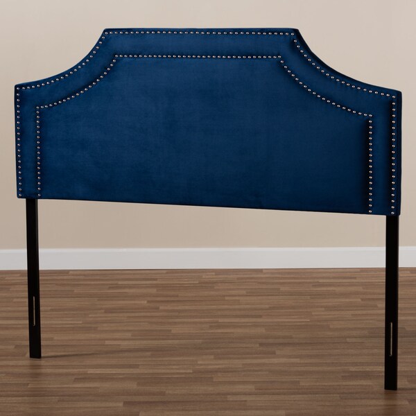 Baxton Studio Avignon Royal Blue Velvet Upholstered Queen Size Headboard - 155-9329