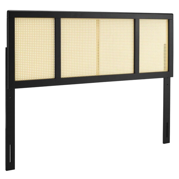 Modway Furniture Delmare Cane Headboard, Black - Queen Size - MOD-6201-BLK