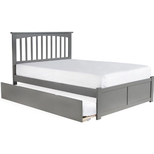 Atlantic Furniture Atlantic Furniture AR8732019 Mission Full Platform Bed with Flat Panel Foot Board & Twin Urban Trundle Bed - Grey - AR8732019