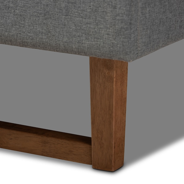 Baxton Studio Ayla Grey Upholstered Walnut Finished Wood King Size Platform Bed - 156-9415-9430