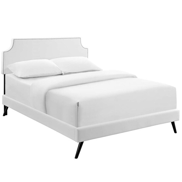 Modway Furniture Corene Queen Vinyl Platform Bed with Round Splayed Legs - White, 46 x 63.5 x 83.5 in. - MOD-5946-WHI