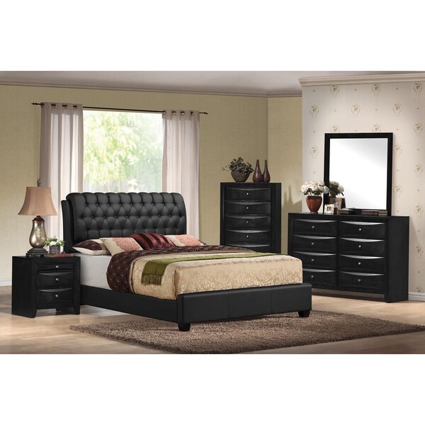 Homeroots 50 x 85 x 63 in. Ireland II Queen Size Bed Black PU - 285218