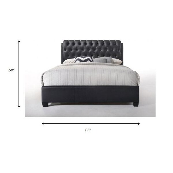 Homeroots 50 x 85 x 63 in. Ireland II Queen Size Bed Black PU - 285218