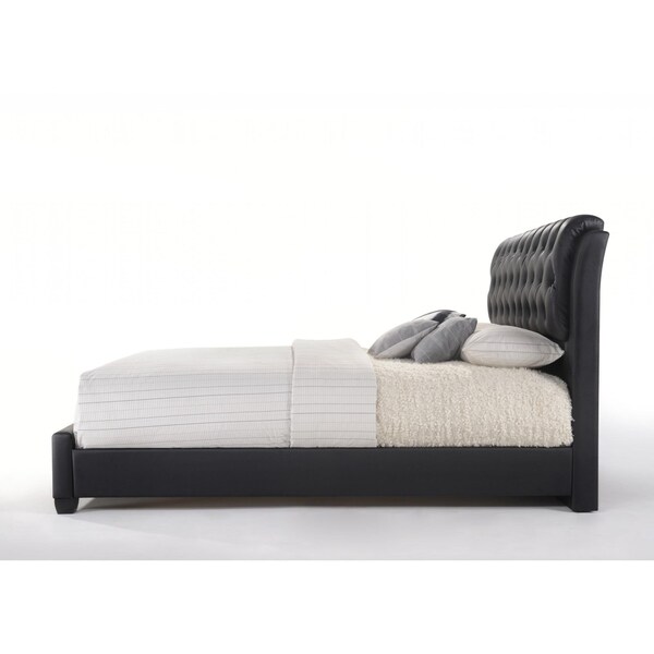 Homeroots 50 x 85 x 63 in. Ireland II Queen Size Bed Black PU - 285218