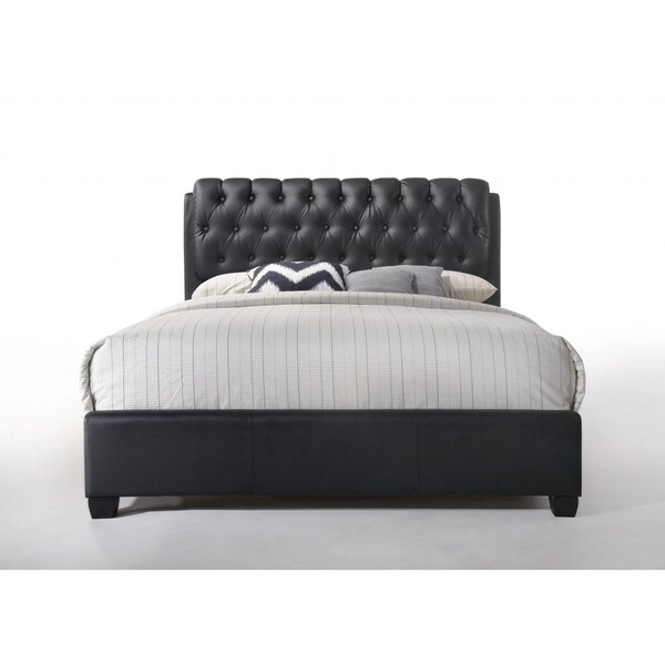 Homeroots 50 x 85 x 63 in. Ireland II Queen Size Bed Black PU - 285218