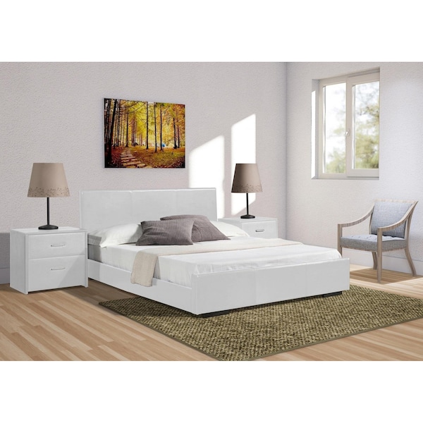 Homeroots 34.8 x 63.4 x 85.4 in. White Platform Queen Size Bed - 396995
