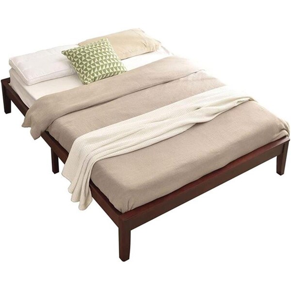 Better Home Stella Solid Pine Wood Queen Size Platform Bed Frame, Mahogany - PLATFORM-50-MAH