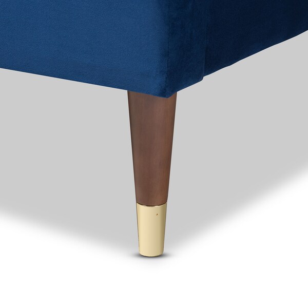 Baxton Studio Volden Blue Velvet Upholstered Queen Size Wood Platform Bed Frame - 155-9466
