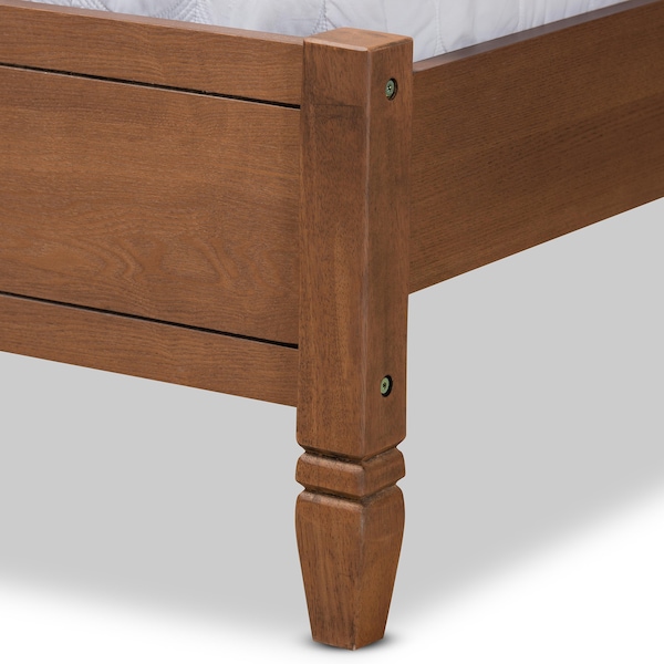 Baxton Studio Redmond Mid-Century Modern Walnut Brown Finished Wood and Synthetic Rattan Queen Size Platform Bed - 183-11058-ZORO