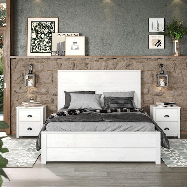 Ecoflex Furniture Hampton Solid Wood Bed, Coastal White - King Size - HM709
