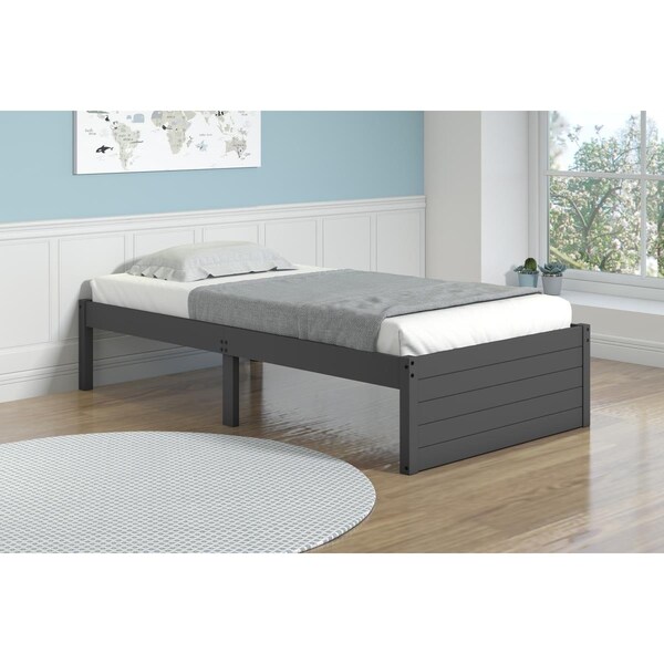 Donco Kids PD-400TDG Twin Size Footboard Panel Bed, Dark Grey - PD_400TDG