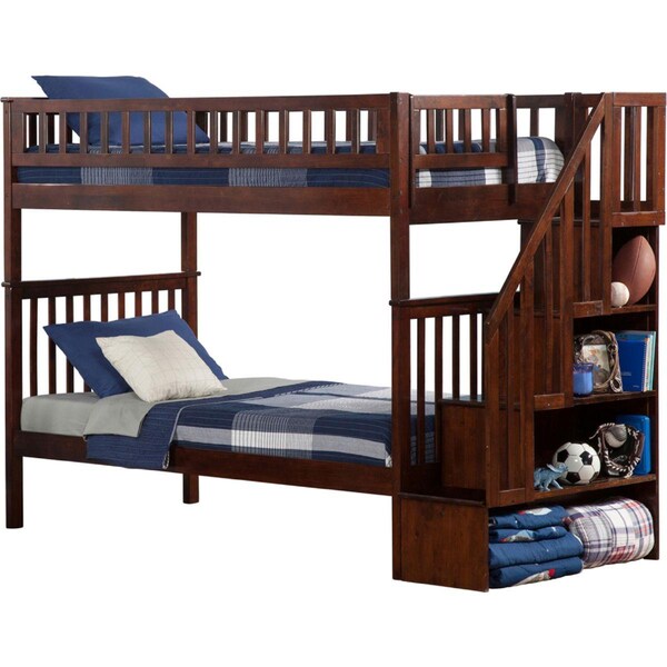 Atlantic Furniture Woodland Stair Bunk Bed, Antique Walnut - AB56604