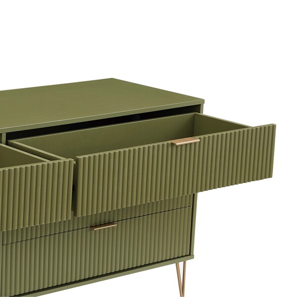 Manhattan Comfort DUMBO 6-Drawer Double Low Dresser in Olive Green - DR003-OG
