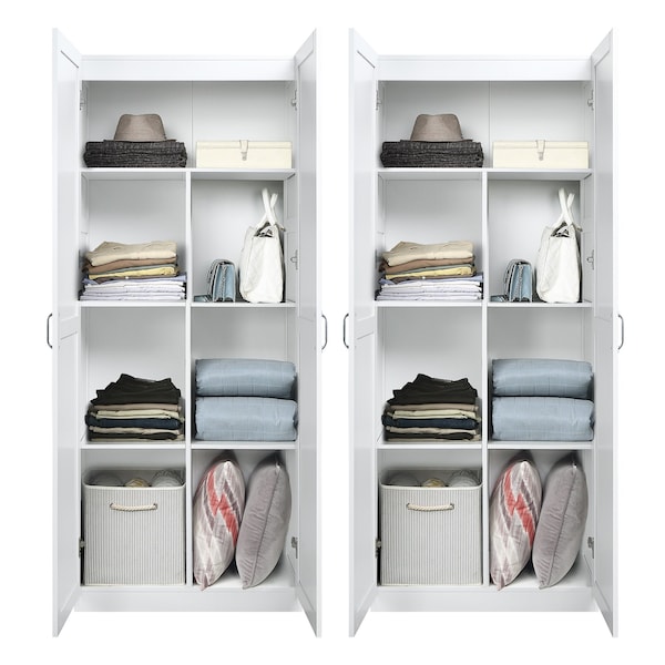 Manhattan Comfort Hopkins Storage Closet 2.0 in White - Set of 2 - 2-2GLF-WH
