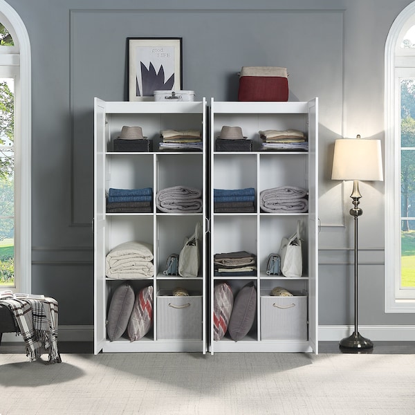 Manhattan Comfort Hopkins Storage Closet 2.0 in White - Set of 2 - 2-2GLF-WH