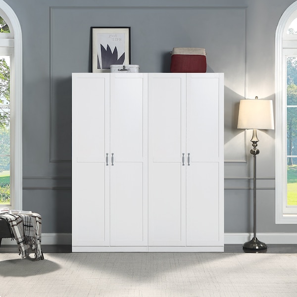 Manhattan Comfort Hopkins Storage Closet 2.0 in White - Set of 2 - 2-2GLF-WH