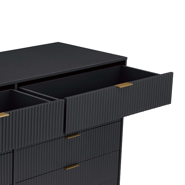 Manhattan Comfort DUMBO 10-Drawer Double Tall Dresser in Black - DR004-BK