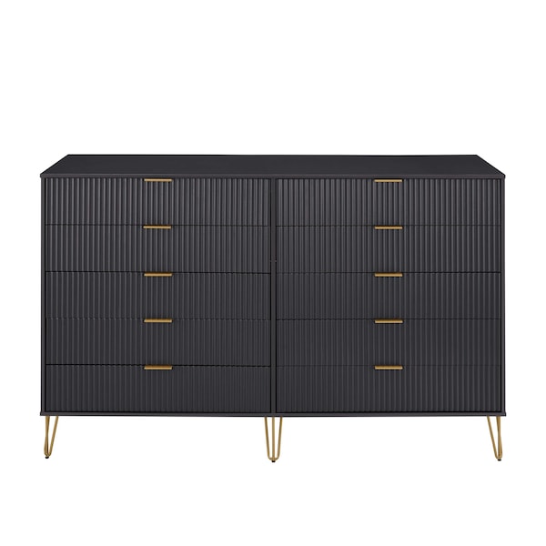 Manhattan Comfort DUMBO 10-Drawer Double Tall Dresser in Black - DR004-BK