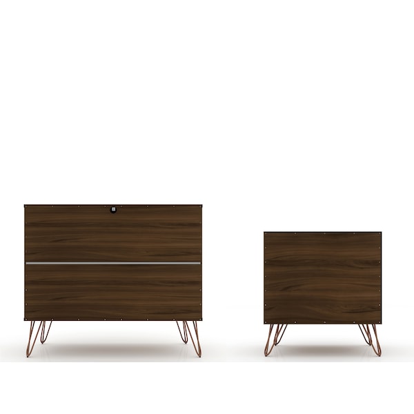 Manhattan Comfort Rockefeller Dresser and Nightstand Set, Brown - 104GMC5