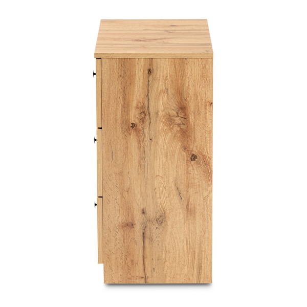 Baxton Studio Decon Modern and Contemporary Oak Brown Finished Wood 3-Drawer Storage Chest - 189-11975-ZORO