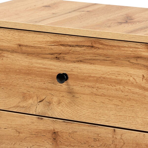 Baxton Studio Decon Modern and Contemporary Oak Brown Finished Wood 3-Drawer Storage Chest - 189-11975-ZORO