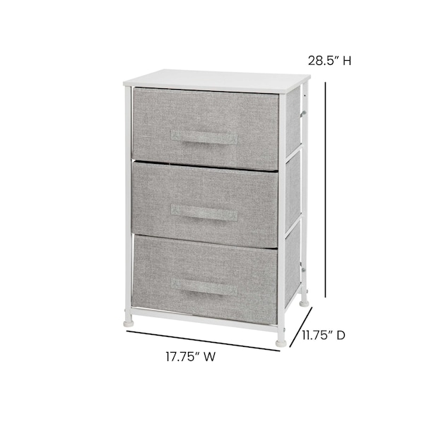 Flash Furniture White/Gray 3 Drawer Storage Dresser Organizer - WX-5L20-X-WH-GR-GG