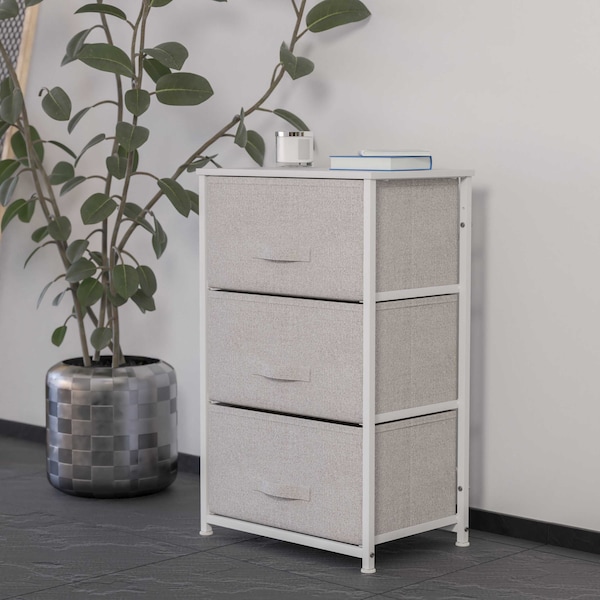 Flash Furniture White/Gray 3 Drawer Storage Dresser Organizer - WX-5L20-X-WH-GR-GG