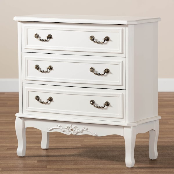 Baxton Studio Gabrielle White-Finished 3-Drawer Wood Dresser - 162-10261