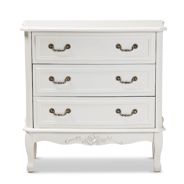 Baxton Studio Gabrielle White-Finished 3-Drawer Wood Dresser - 162-10261