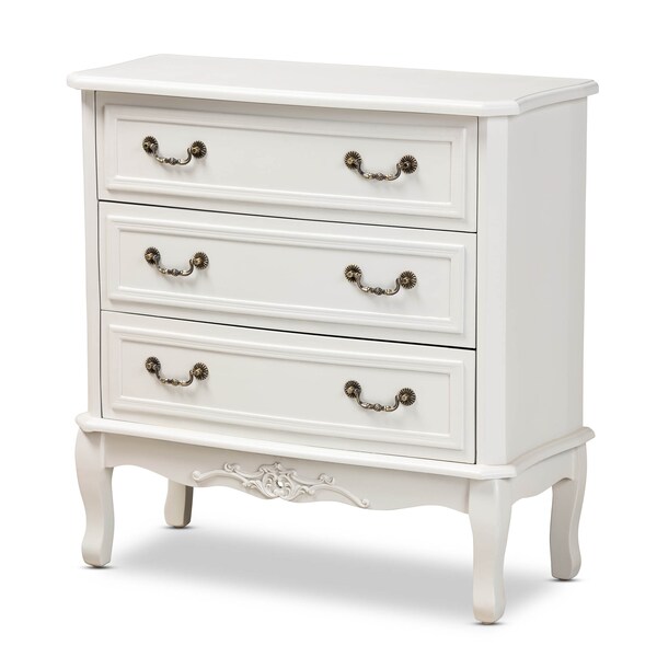 Baxton Studio Gabrielle White-Finished 3-Drawer Wood Dresser - 162-10261