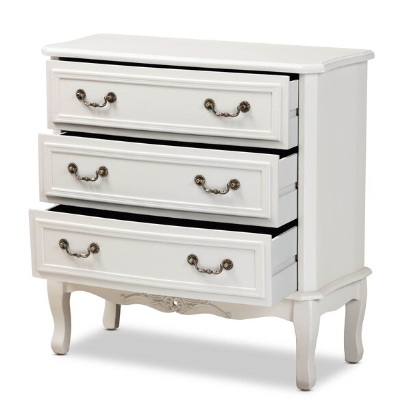 Baxton Studio Gabrielle White-Finished 3-Drawer Wood Dresser - 162-10261
