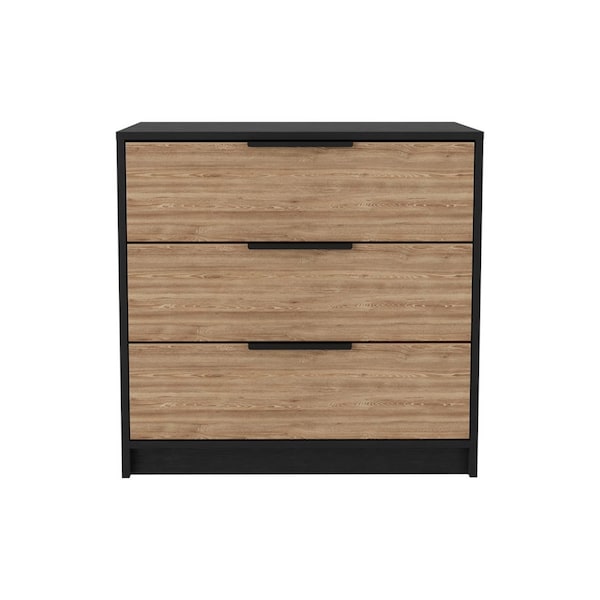 Tuhome Kaia 3 Drawers Dresser, Superior Top, Black/Pine - CTA4224