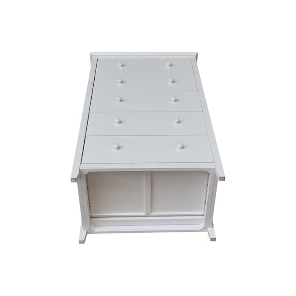 International Concepts Solid Wood Bedroom Dresser/Chest with 5 Drawers, White - BD08-8005