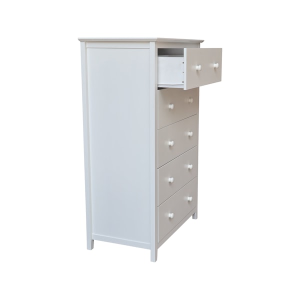 International Concepts Solid Wood Bedroom Dresser/Chest with 5 Drawers, White - BD08-8005