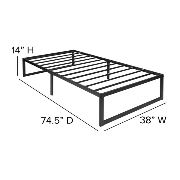 Flash Furniture 10" Twin Mattress, 14" Bed frame & 2" Topper Set - XU-BD10-10PSM2M35-T-GG