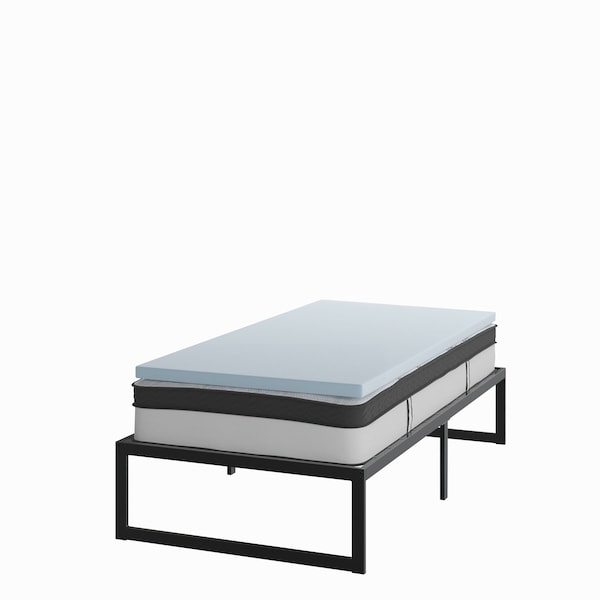 Flash Furniture 10" Twin Mattress, 14" Bed frame & 2" Topper Set - XU-BD10-10PSM2M35-T-GG