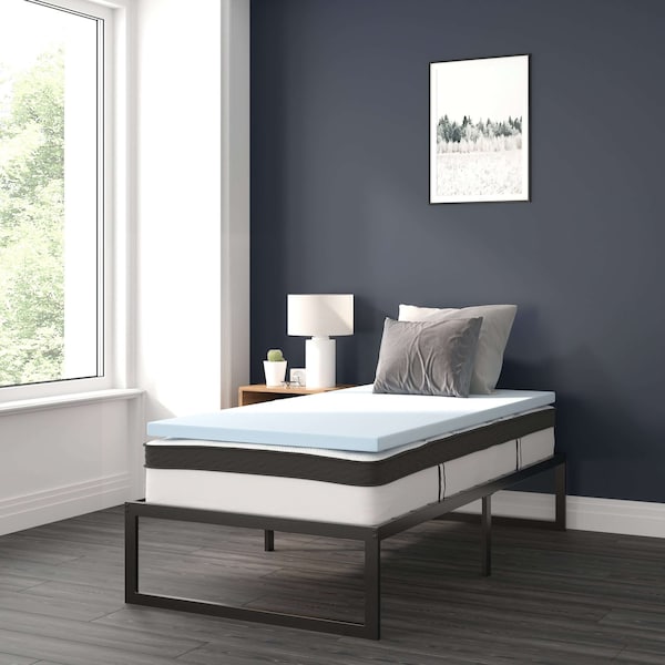 Flash Furniture 10" Twin Mattress, 14" Bed frame & 2" Topper Set - XU-BD10-10PSM2M35-T-GG