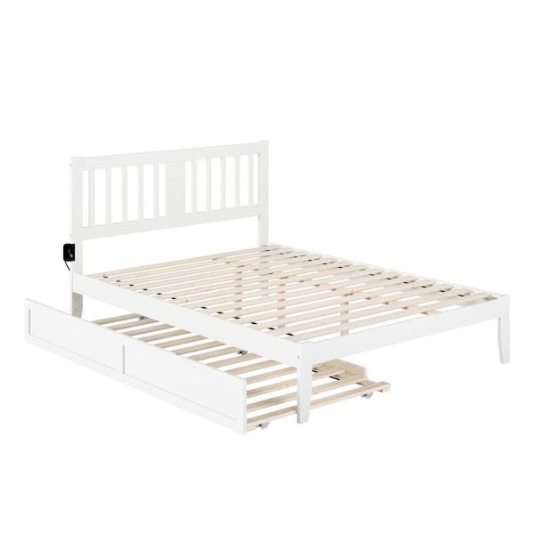 Atlantic Furniture Atlantic Furniture AG8911142 Tahoe Queen Bed with USB Turbo Charger & Twin Extra Long Trundle; White - AG8911142