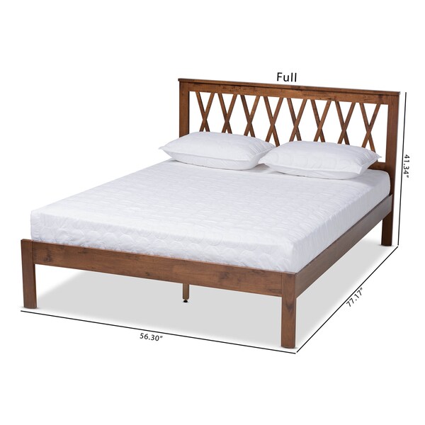 Baxton Studio Malene Mid-Century Walnut Finished Wood Queen Size Platform Bed - 159-9609