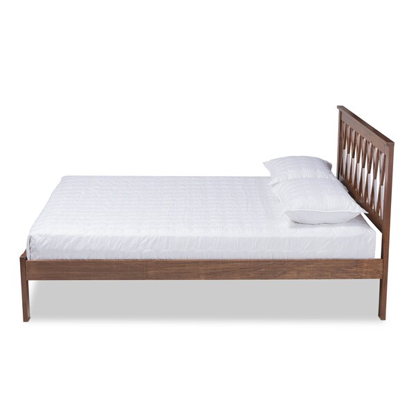 Baxton Studio Malene Mid-Century Walnut Finished Wood Queen Size Platform Bed - 159-9609