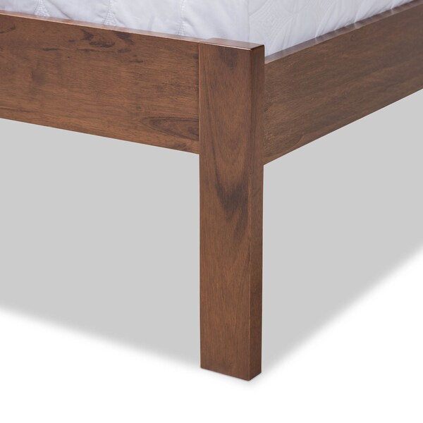 Baxton Studio Malene Mid-Century Walnut Finished Wood Queen Size Platform Bed - 159-9609