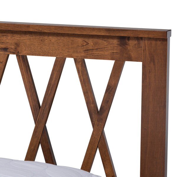 Baxton Studio Malene Mid-Century Walnut Finished Wood Queen Size Platform Bed - 159-9609