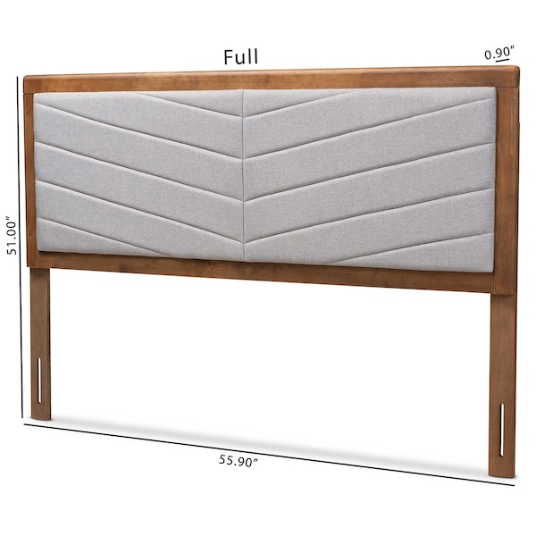 Baxton Studio Iden ModernLight Grey Fabric Upholstered and Walnut Brown Finished Wood Headboard-King - 192-11541-ZORO
