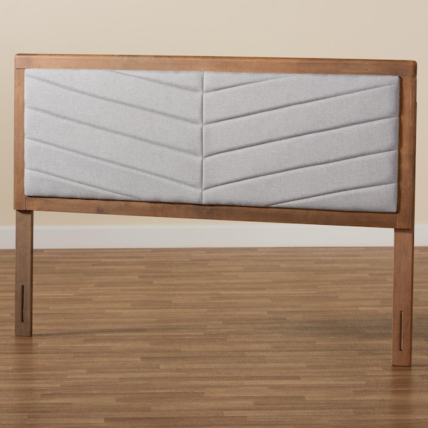 Baxton Studio Iden ModernLight Grey Fabric Upholstered and Walnut Brown Finished Wood Headboard-King - 192-11541-ZORO