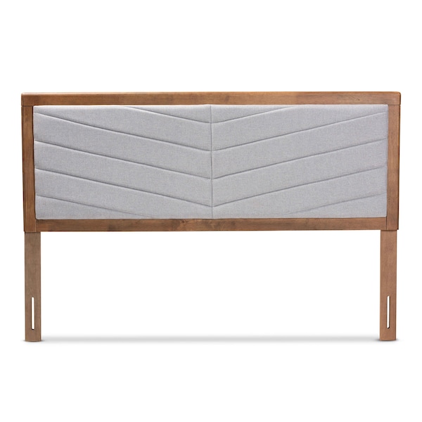Baxton Studio Iden ModernLight Grey Fabric Upholstered and Walnut Brown Finished Wood Headboard-King - 192-11541-ZORO