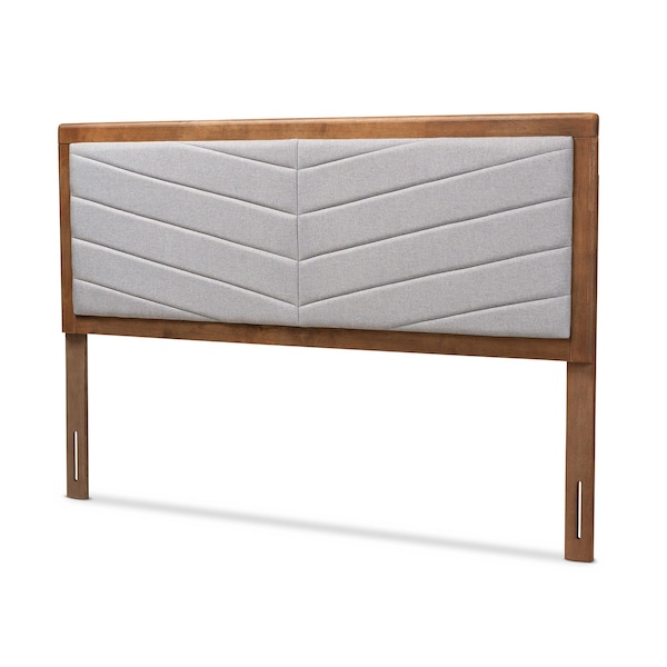 Baxton Studio Iden ModernLight Grey Fabric Upholstered and Walnut Brown Finished Wood Headboard-King - 192-11541-ZORO
