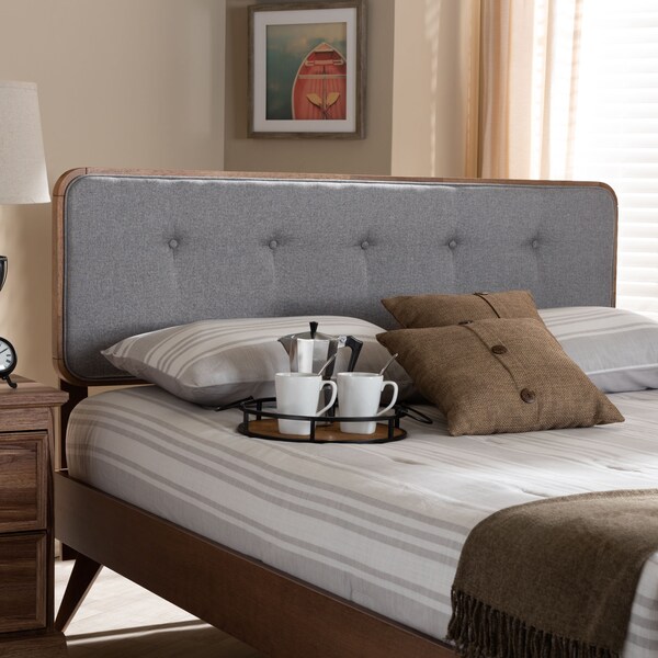 Baxton Studio Palina Light Grey Walnut Finished Wood Full Size Headboard - 156-9440