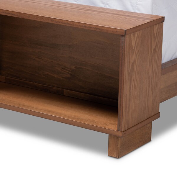 Baxton Studio Regina Wood King Size Platform Storage Bed with Built-In Shelves - 164-10676