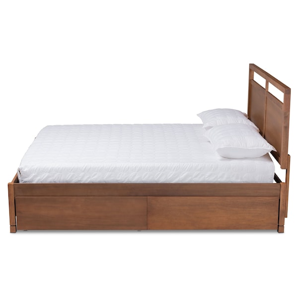 Baxton Studio Saffron ModernWalnut Brown Finished Wood Full Size 4-Drawer Platform Storage Bed - 196-11504-11507-ZORO